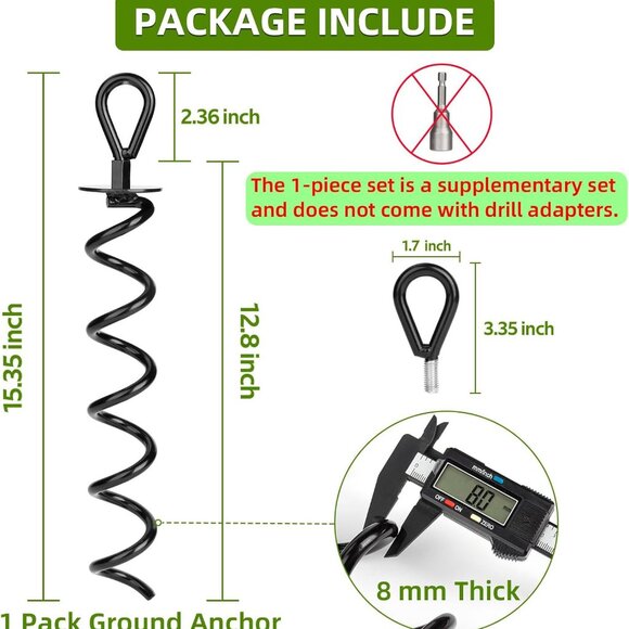 Ground Spiral Auger Stakes Suitable for Tent Trampoline(1 Earth Anchor) - Picture 2 of 8